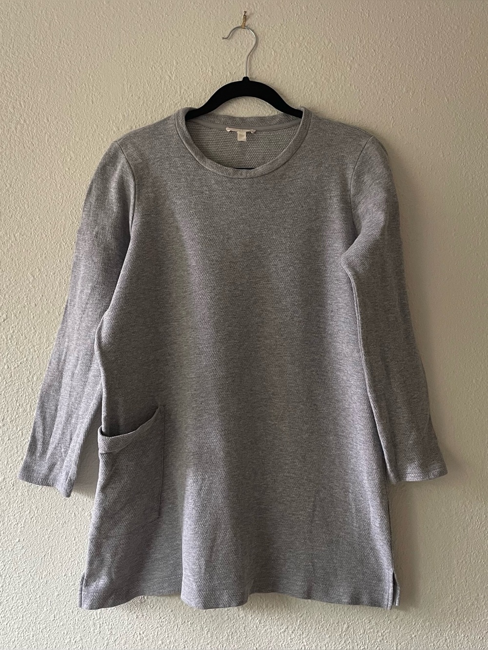 Eileen Fisher Organic Cotton Gray Tunic Sweater Dress